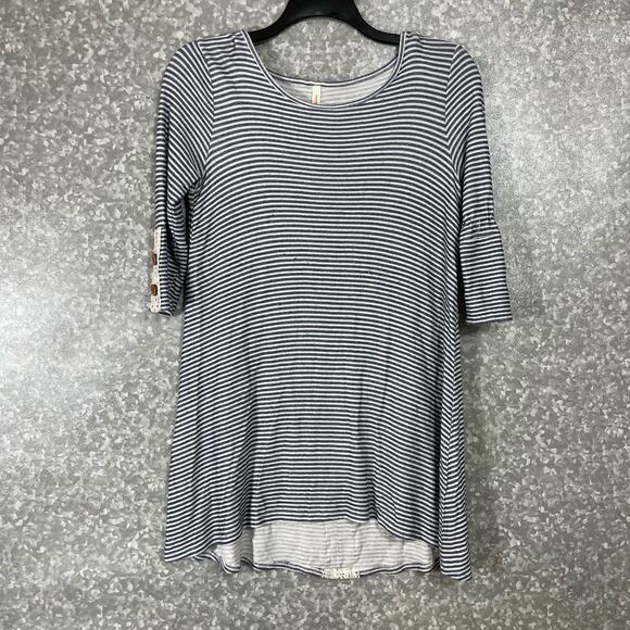 Orange Creek Women's Gray Striped Lace Trim Boho Dress - Size Small - Western - Picture 1 of 6